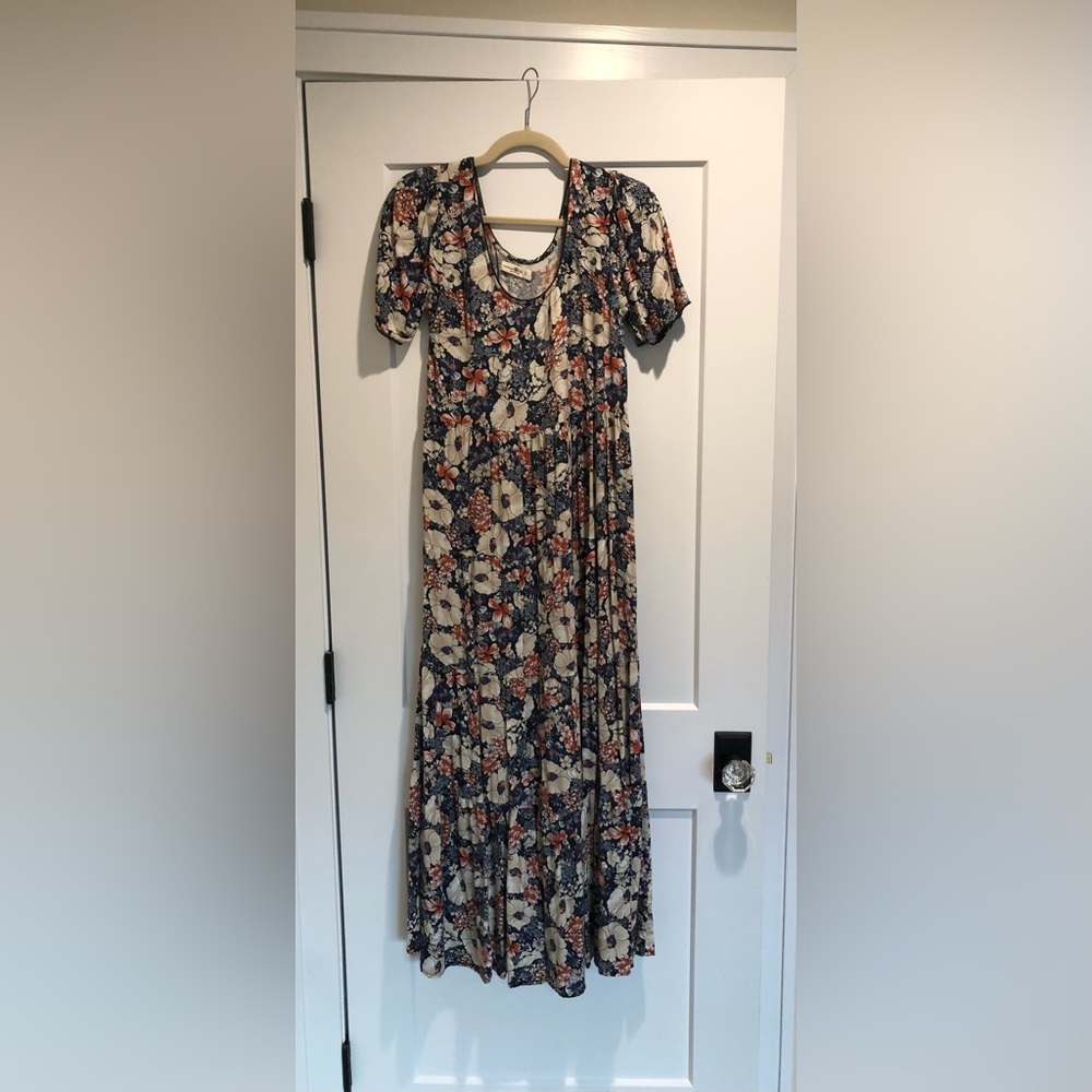 NATURAL LIFE Floral Maxi Dress - Navy and Cream Size small - Picture 6 of 6